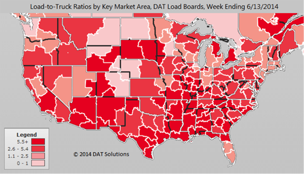 Load to Truck Ratios by Key Market Area